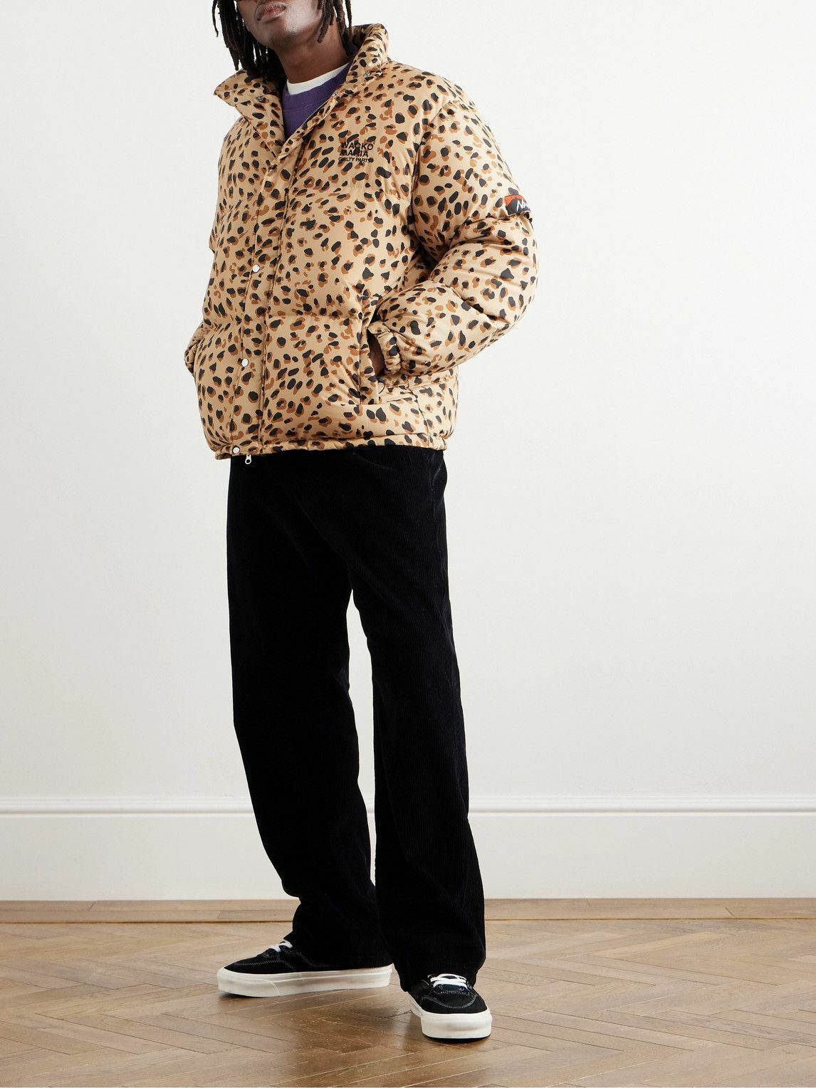 Wacko Maria - Nanga Logo-Embroidered Leopard-Print Quilted Shell