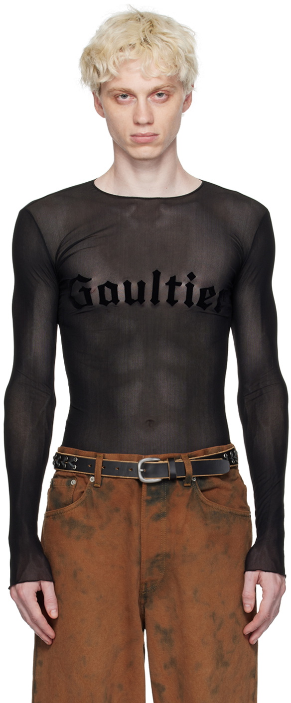 Jean Paul Gaultier Black Flocked Long Sleeve T-Shirt Jean Paul