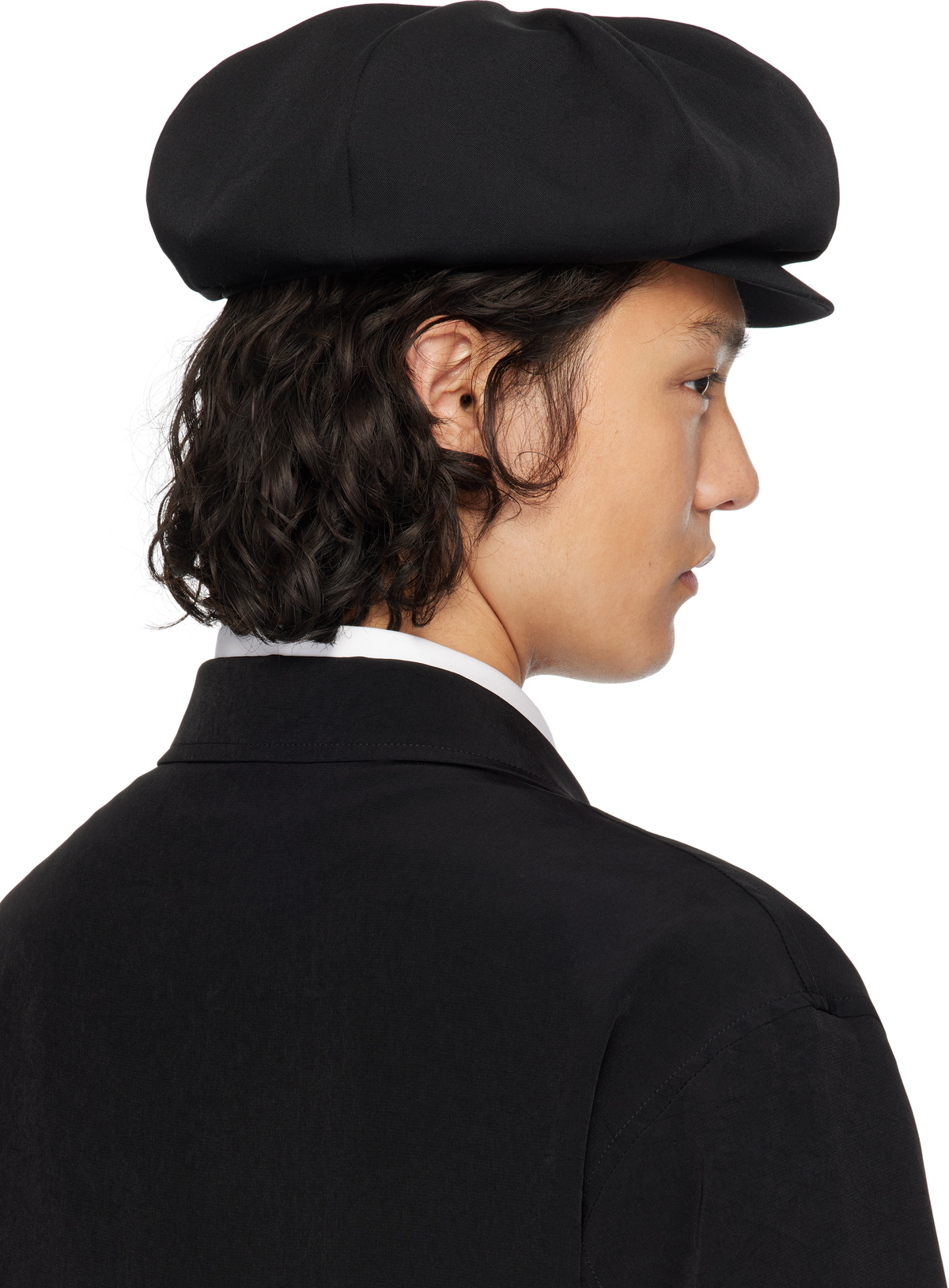 YOHJI YAMAMOTO Black Wool Gabardine Cap Yohji Yamamoto