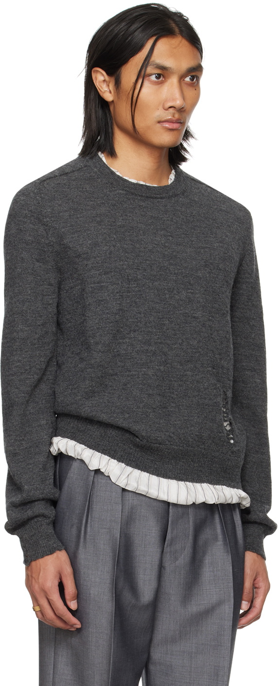 Maison Margiela Gray Distressed Sweater Maison Margiela
