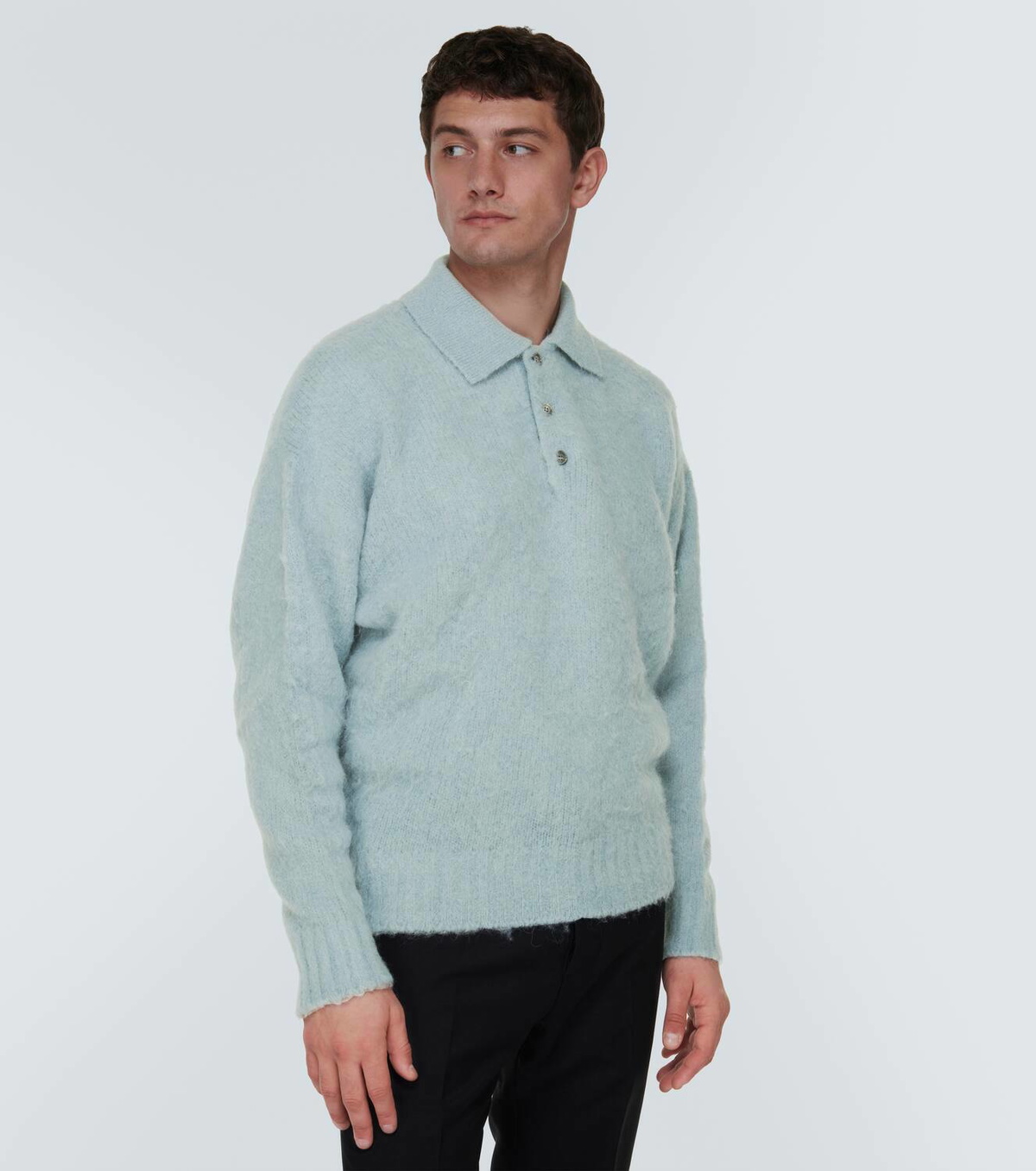 Ami Paris Alpaca and wool-blend polo sweater AMI