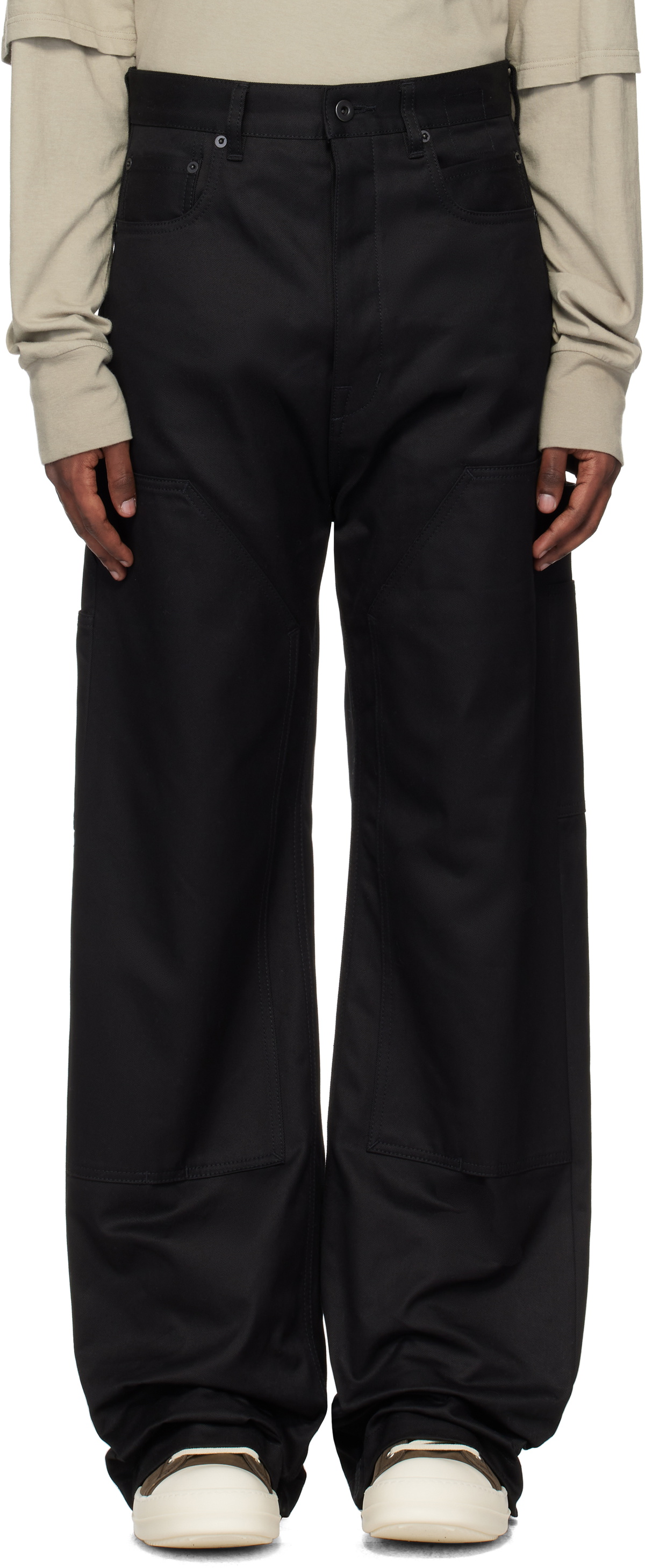 Rick Owens DRKSHDW Black Porterville Double Knee Geth Cut Jeans