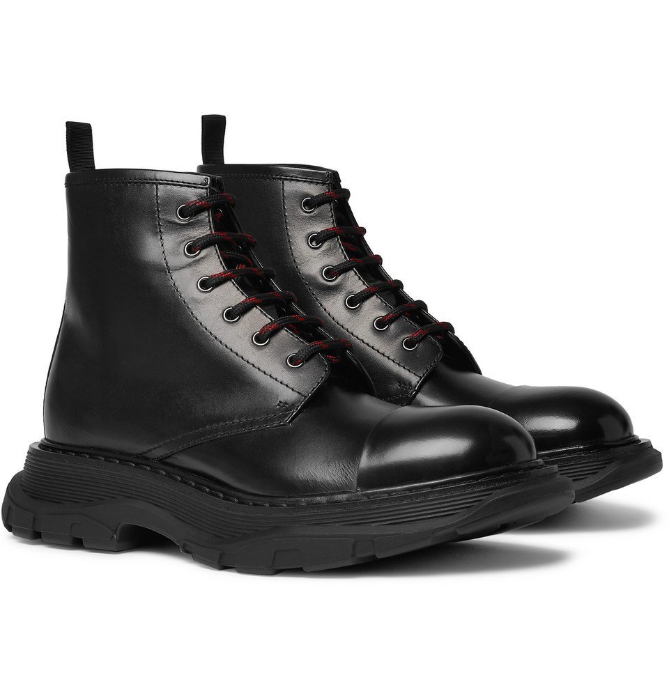 Alexander McQueen - Exaggerated-Sole Leather Boots - Men - Black