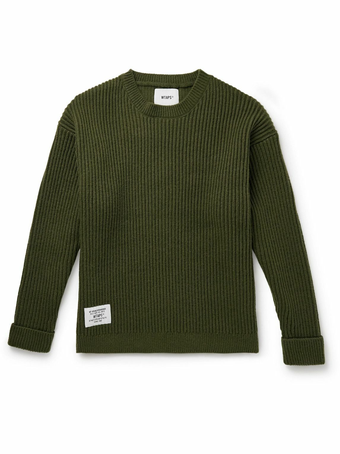 WTAPS - Logo-Appliquéd Waffle-Knit Sweater - Green WTAPS