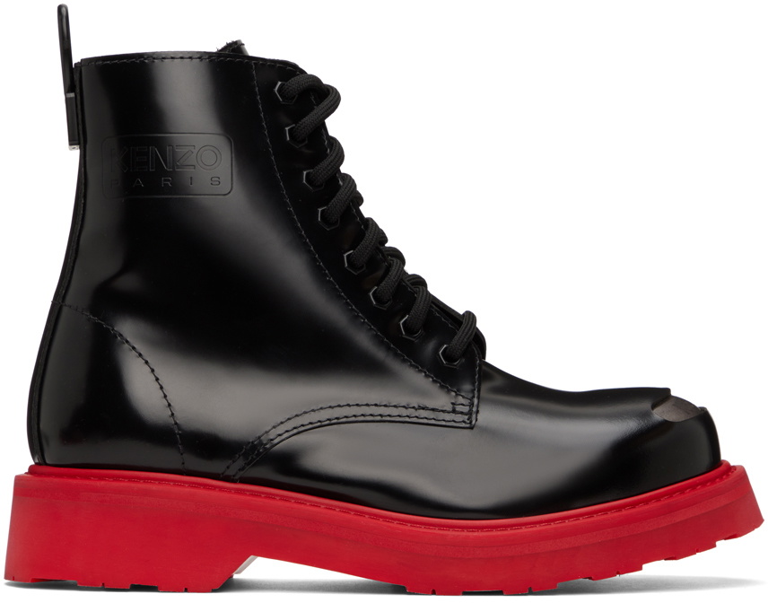 Kenzo Black K-Mount Lace-Up Boots Kenzo