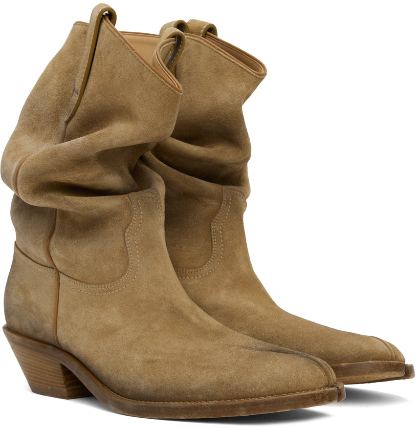 Maison Margiela Beige Tabi Western Boots Maison Margiela