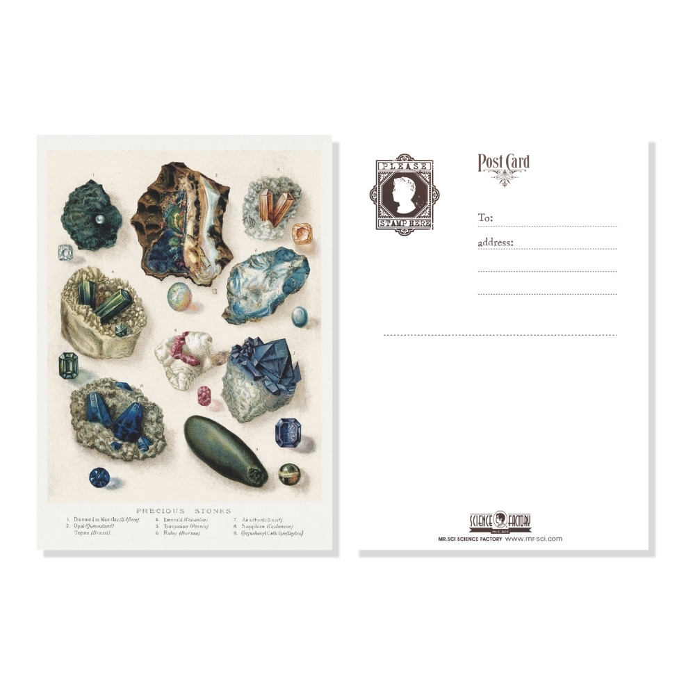 台湾 科学ポストカード - 貴重な鉱物標本 (2種) Mr.Sci科学工場 - Pinkoi