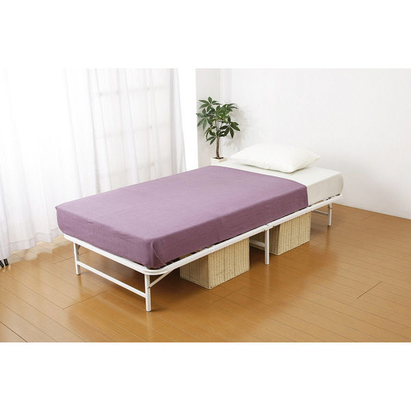 収納式折りたたみパイプベッド ホワイト 幅950mm 奥行1950mm 高さ275mm