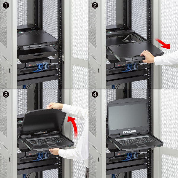 サンワサプライ USB/VGA対応 スライドLCDコンソールドロワー SW-KVMVDR