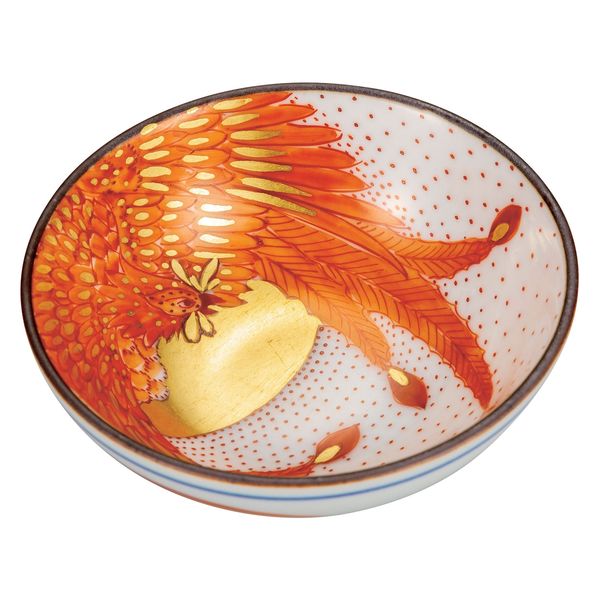 伊野正峰 日本の伝統工芸品【九谷焼】 平盃 赤絵鳳凰 福田良則 (K9