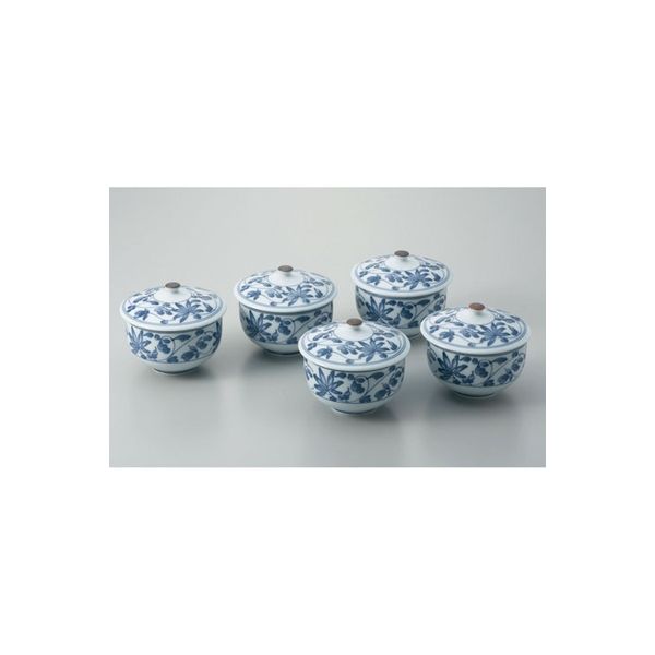 ピーアンドエス 蓋付煎茶碗 10302 染唐草 5客揃 1セット（直送品