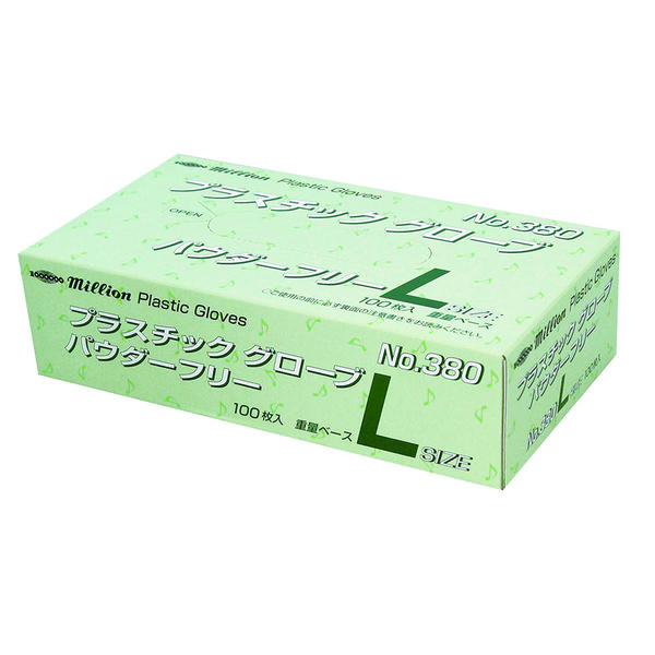 共和 プラスチックグローブNo.380 パウダーフリーLサイズ LH-380-L 1箱