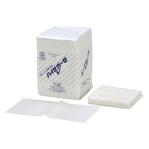 小津産業 ハイゼガーゼ(4ツ折)V 23385606 25X25CM 1箱(200枚)（直送品