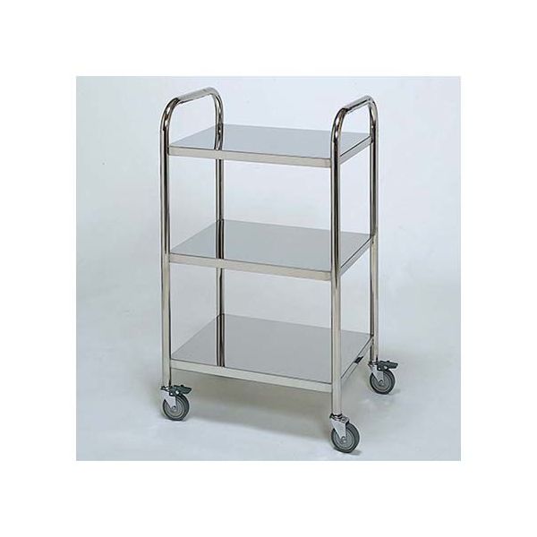 柏ステンレス工業 ステンレスワゴン アーチ型回診車M (枠無) 3段