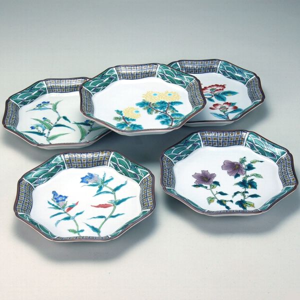 伊野正峰 九谷焼 6号皿揃 五草花（直送品） - アスクル