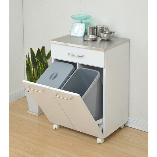 YAMAZEN ステンレスダストボックス 2分別 14L 幅470×奥行357×高さ734mm