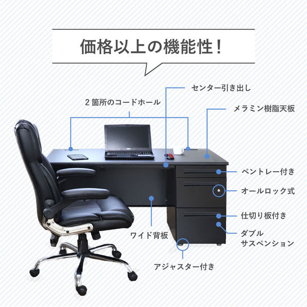 Netforce ナッツ オフィスデスク 片袖机 3段袖 鍵付 幅1400×奥行700mm