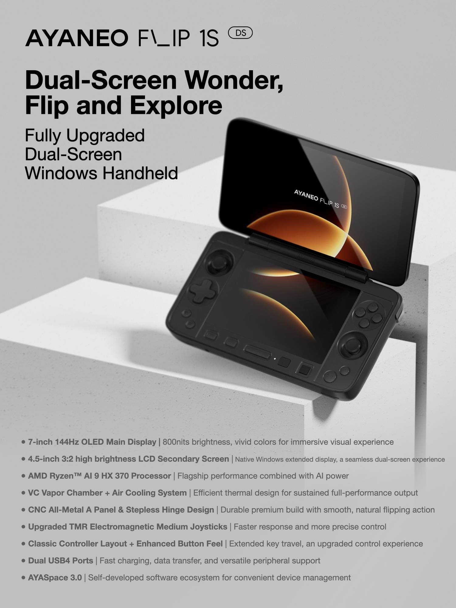 Dual-screen wonder, unfolding in style - the all-new AYANEO FLIP