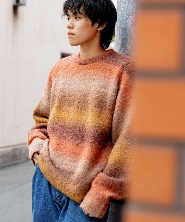 BEAMS HEART [BEAMS HEART Sale] Assorted Gradient Crew Neck Knit