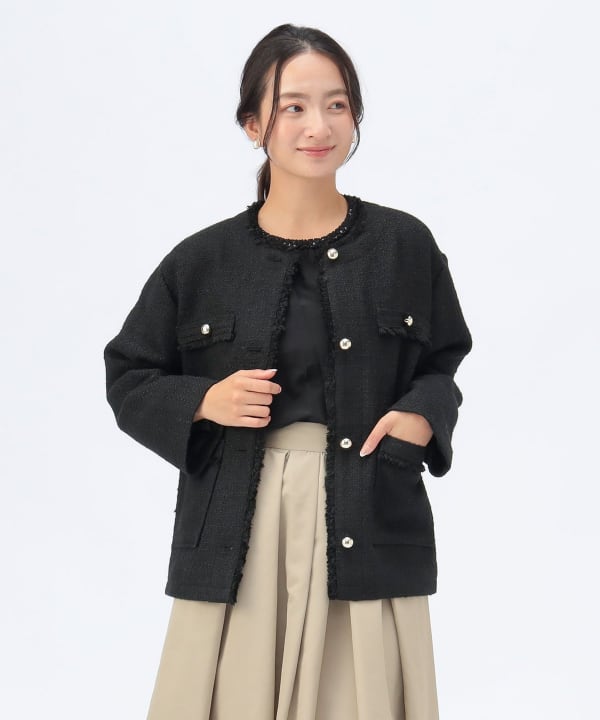 BEAMS HEART（ビームス ハート）フリンジ ツイード ジャケット