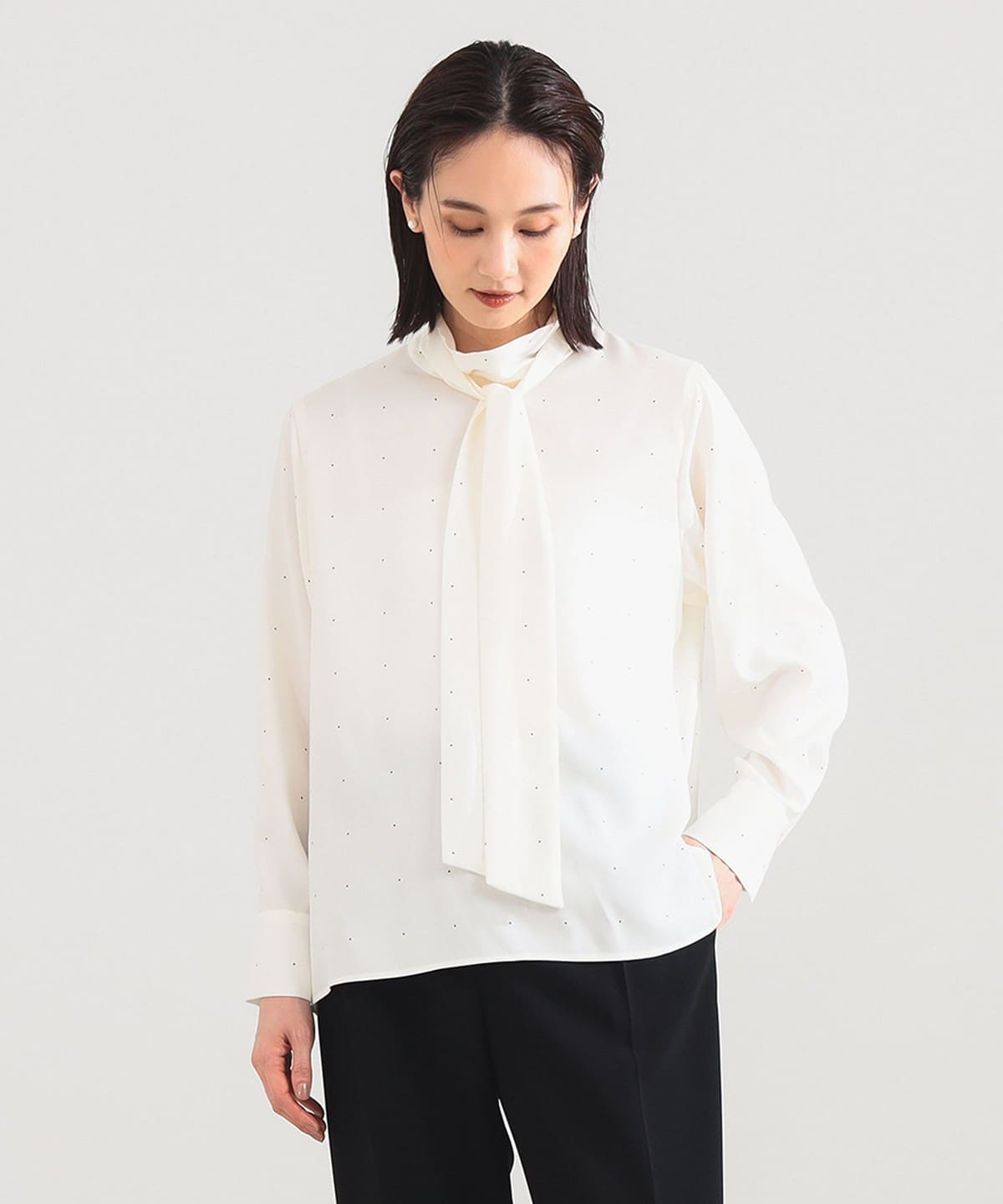 Demi-Luxe BEAMS（デミルクス ビームス）ロングボウタイ ブラウス