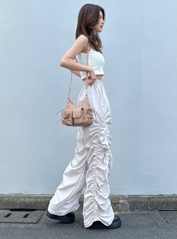 サイドギャザーワイドパンツ[ai174] | レディースファッション通販の