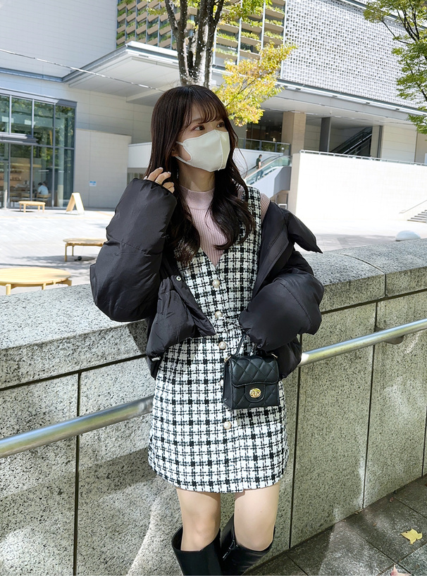 ベルト付きチェック柄ツイードジャンパースカート[al199] | レディース