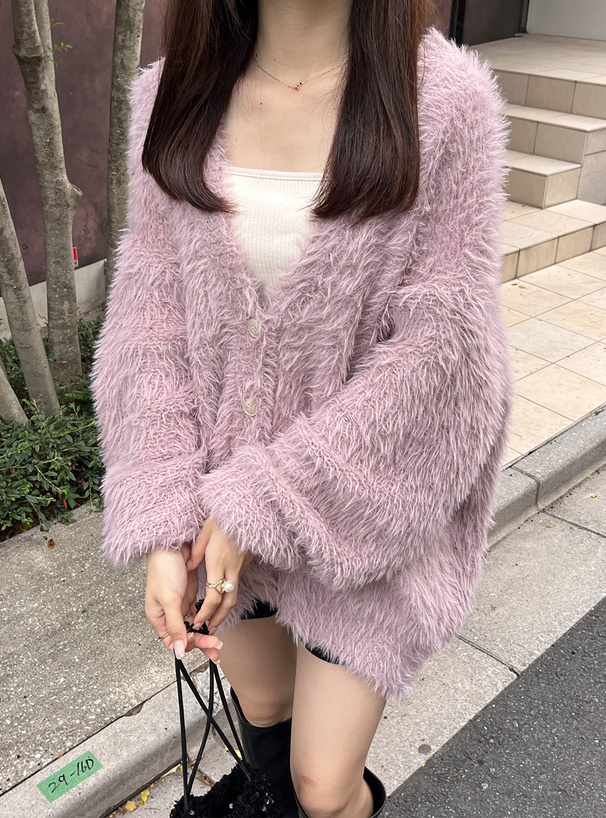 シャギーニットロングカーディガン[fo1817] | レディースファッション