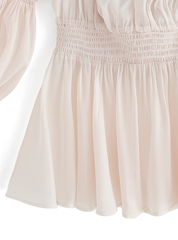 袖2Wayシアーシャーリングペプラムブラウス[fl001] | レディース