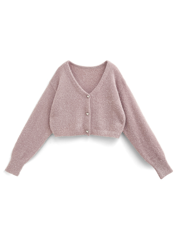 ハートボタンラメフェザーカーディガン[kz616] | レディース