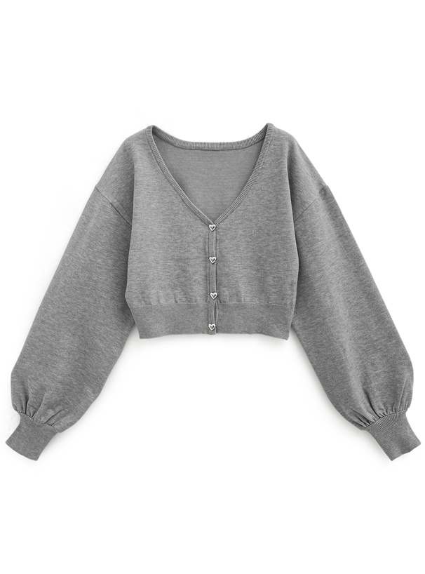 クロップド丈ハートボタンニットカーディガン[k9325z] | レディース