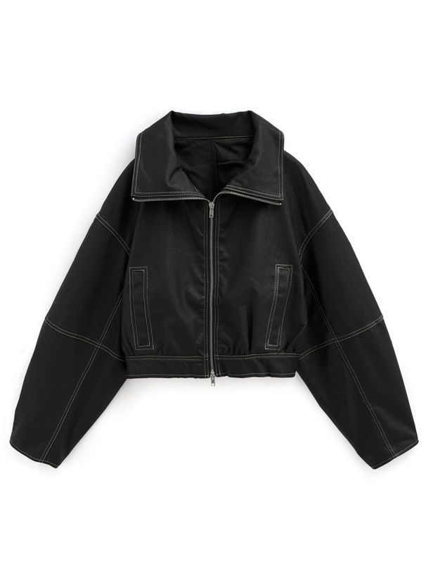 襟2Way配色ステッチダブルジップレザーブルゾン[on258] | レディース