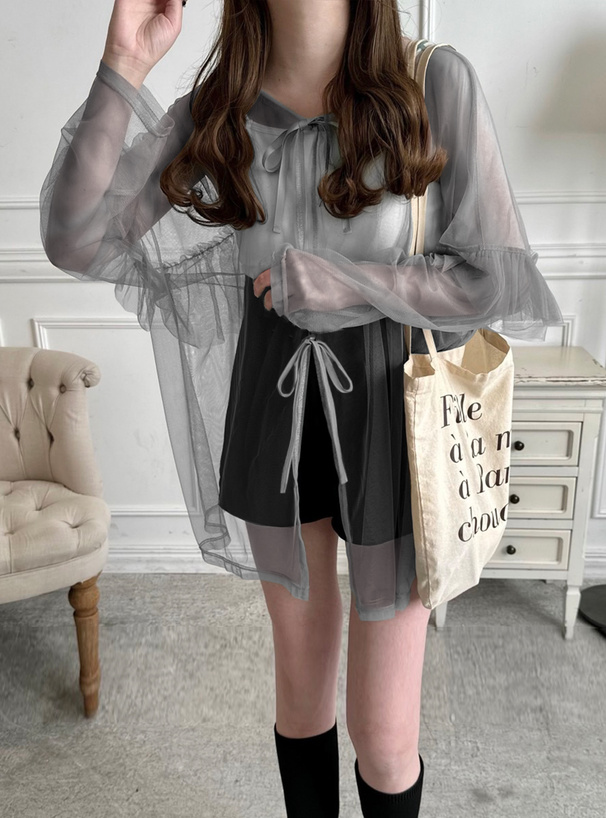 前後2Wayチュールフリルリボントップス[sm129] | レディース