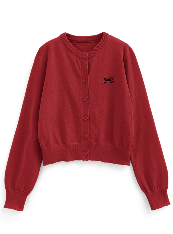 リボン刺繍ショート丈ニットカーディガン[sd053] | レディース