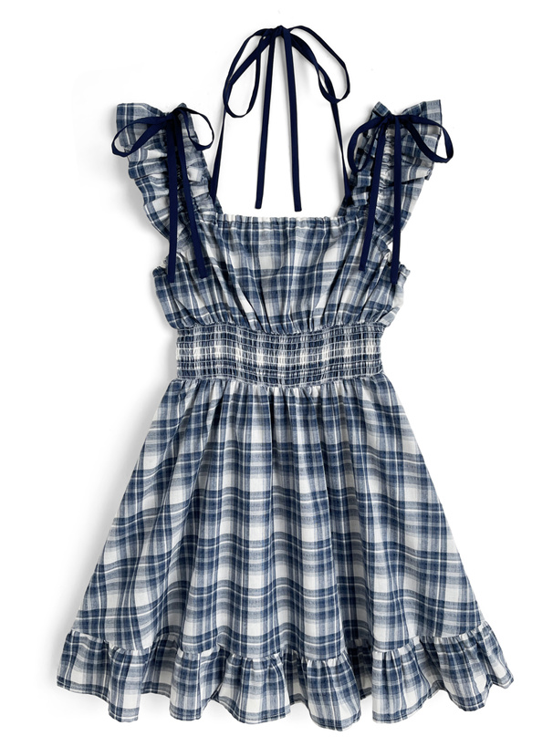 チェック柄2Wayリボンミニワンピース[pa066] | レディースファッション