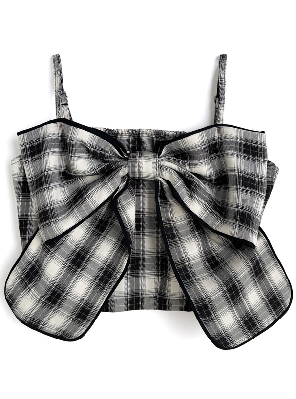 チェック柄ビッグリボンキャミソールビスチェ[tg865] | レディース