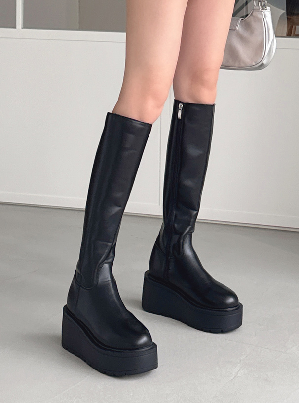 厚底レザースリムロングブーツ[zr1192] | レディースファッション通販