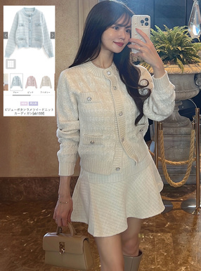 ビジューボタンラメツイードニットカーディガン[ab155f] | レディース