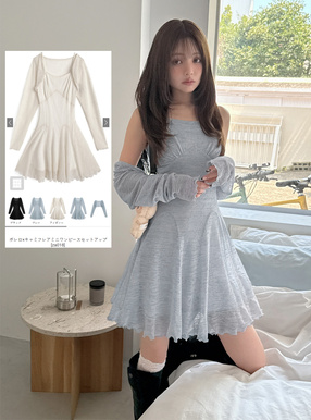 ボレロ×キャミフレアミニワンピースセットアップ[za018] | レディース