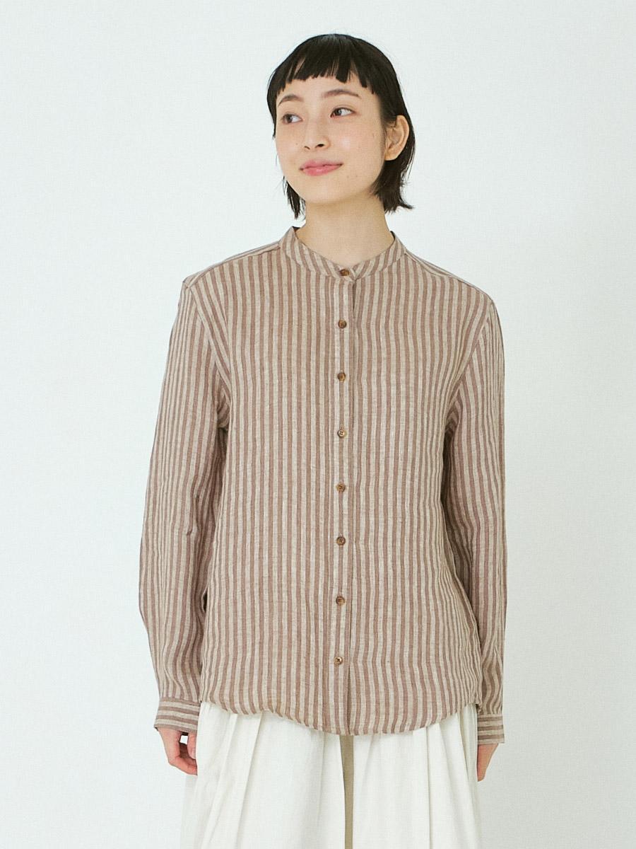 バンドカラーシャツ リネンストライプ | シャツBLナガソデ | 【公式】D