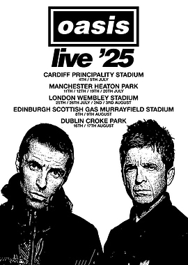 Oasis Live '25 Tour Poster' Poster, picture, metal print, paint by