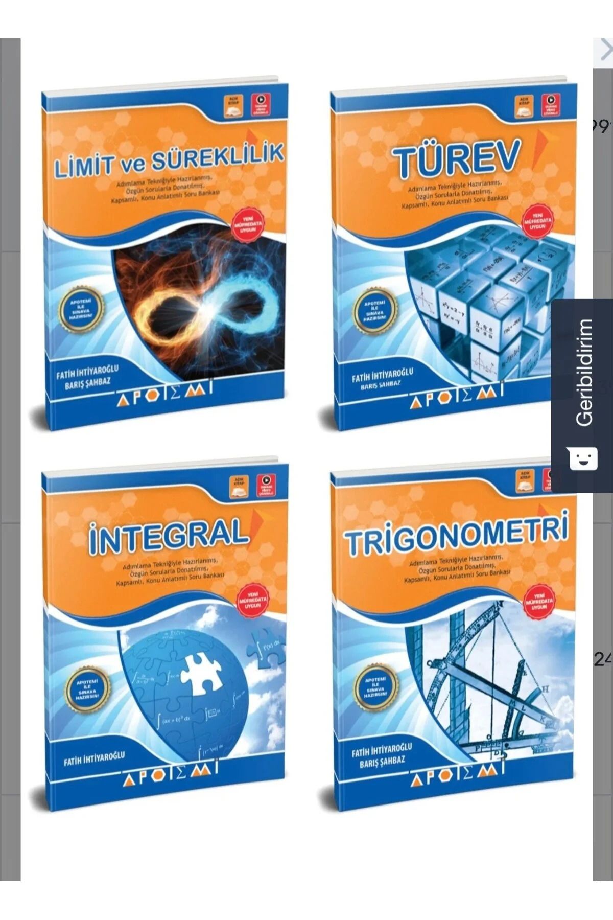 Bilgi Sarmal Yayınları Apotemi Limit Türev Integral Trigonometri
