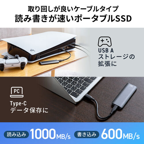 外付けSSD(1TB・容量・PC・ゲーム・おすすめ）USSDL1TB サンワサプライ
