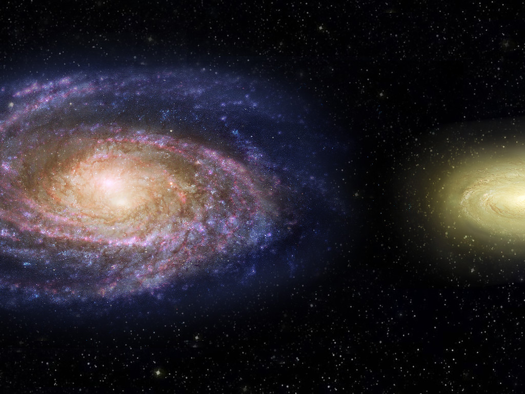 MACS2129-1 compared with the Milky Way (artist's impression) | ESA