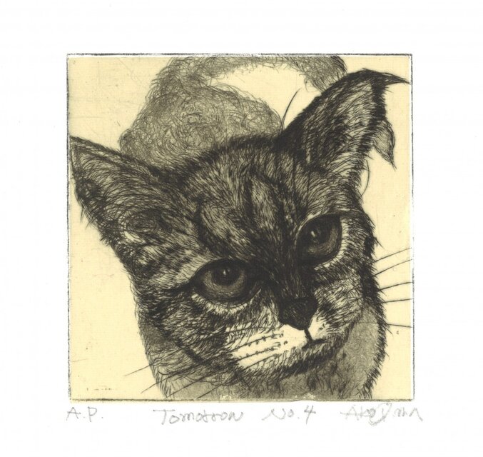 猫の銅版画『明日こそ』 | iichi 日々の暮らしを心地よくする