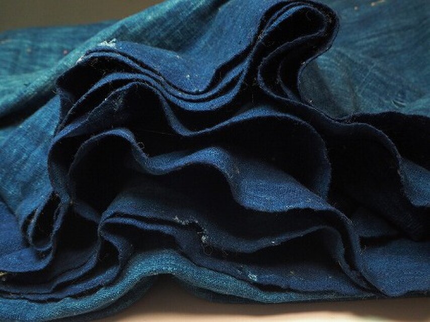 0001古布・古裂 江戸時代 藍無地木綿☆布団裏 5巾☆しっかりした厚手