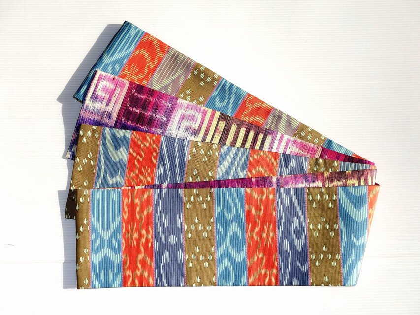 半幅帯 オレンジ紫系さき織りと、ピンク紫 HAN1543 | iichi 日々の