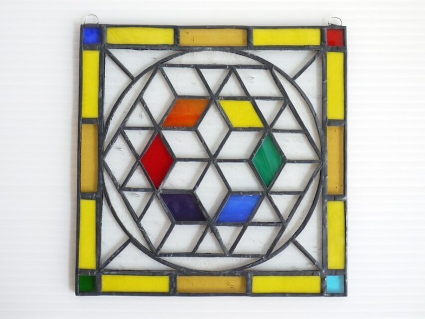 ステンドグラス ミニパネル 幾何学模様 15cm | iichi 日々の暮らしを