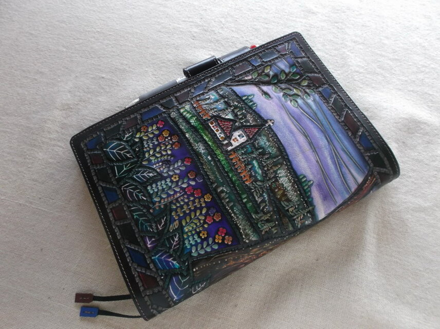 ほぼ日手帳カズン対応 A5サイズ手帳カバー レザー 刻印＆拭き染め