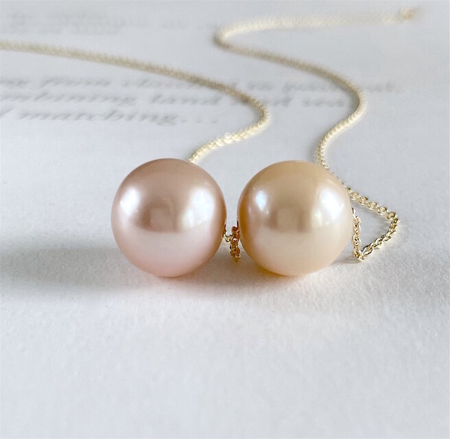 大粒淡水真珠 選べる エジソンパールのスルーペンダント(K14gf)12.5mm